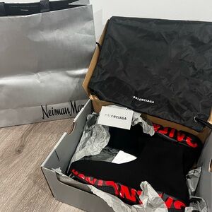 Balenciaga Men's Athletic Socks in Black and Red